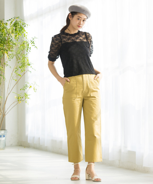 WEGO（ウィゴー）の「WEGO/パフスリーブレース5分袖Tシャツ（Tシャツ/カットソー・レディース・ホワイト/ブラック/アイボリー・FREE）」の16枚目の写真