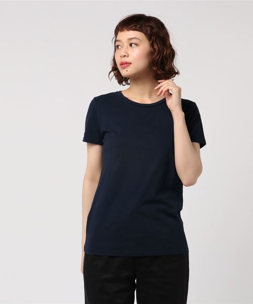 HELIOPOLE(エリオポール)の「THREE DOTS RITA クルーネックTシャツ(Tシャツ/カットソー・レディース・ライトグレー/ネイビー・XS)」の2枚目の写真