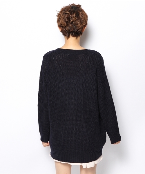 POU DOU DOU（プードゥドゥ）の「ワッペン付き畦編みカーディガン（カーディガン/ボレロ・レディース・キャメル/アイボリー/ネイビー・03）」の6枚目の写真