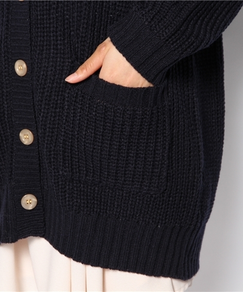 POU DOU DOU（プードゥドゥ）の「ワッペン付き畦編みカーディガン（カーディガン/ボレロ・レディース・キャメル/アイボリー/ネイビー・03）」の11枚目の写真