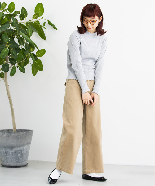 WEGO（ウィゴー）の「WEGO/メロウハイネックTシャツ（Tシャツ/カットソー・レディース・ライトピンク/ブラック/杢グレー/オフホワイト・FREE）」の16枚目の写真