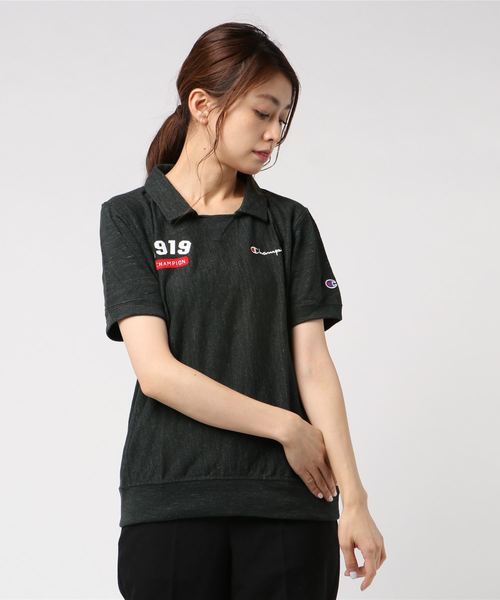 Champion Golf(チャンピオンゴルフ)の「【Champion/チャンピオン】レディース GOLF リバースウィーブ ガゼットポロ(ポロシャツ・レディース・ブラック/ホワイト/グレー/ネイビー/イエロー/レッド/グリーン・MEDIUM/LARGE)」の2枚目の写真