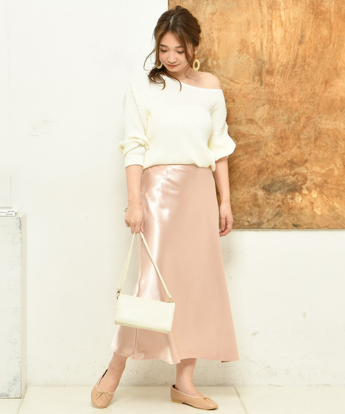DouDou（ドゥドゥ）の「クレーターサテンマーメイドスカート（スカート・レディース・ホワイト/ピンク/ゴールド・FREE）」の20枚目の写真
