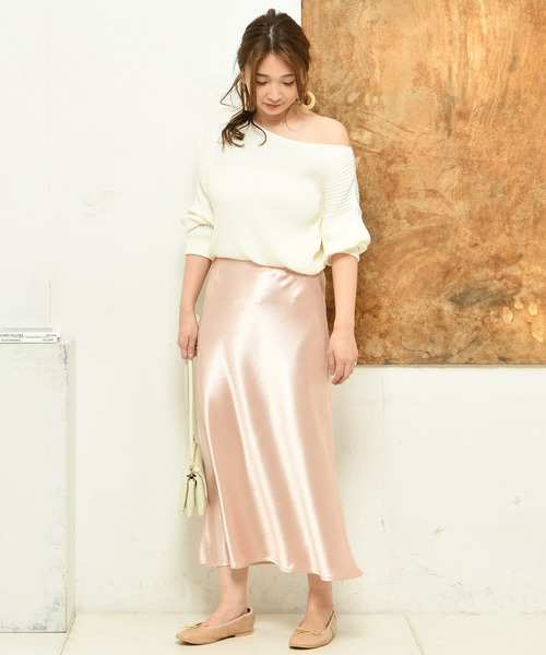 DouDou（ドゥドゥ）の「クレーターサテンマーメイドスカート（スカート・レディース・ホワイト/ピンク/ゴールド・FREE）」の19枚目の写真