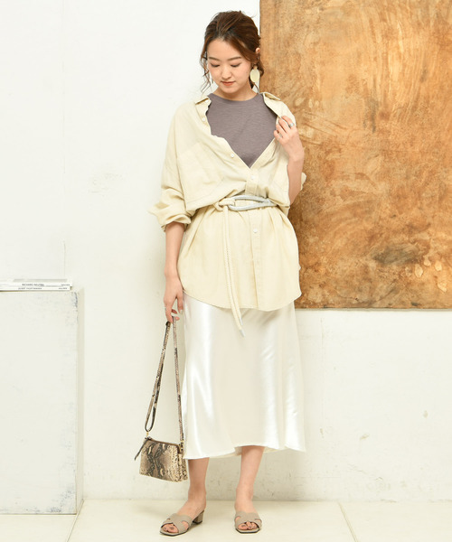 DouDou（ドゥドゥ）の「クレーターサテンマーメイドスカート（スカート・レディース・ホワイト/ピンク/ゴールド・FREE）」の15枚目の写真