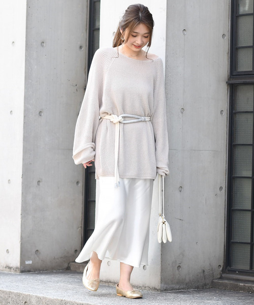 DouDou（ドゥドゥ）の「クレーターサテンマーメイドスカート（スカート・レディース・ホワイト/ピンク/ゴールド・FREE）」の7枚目の写真