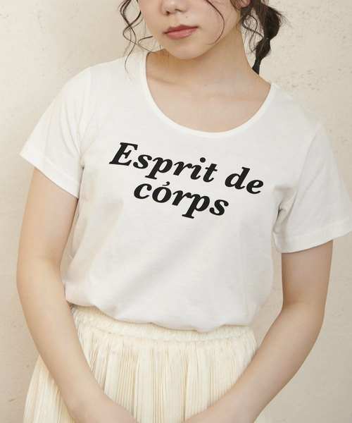 OLIVE des OLIVE（オリーブデオリーブ）の「フロッキープリントちびT（Tシャツ/カットソー・レディース・ブラック/ベージュ/ラベンダー/オフホワイト・FREE）」の7枚目の写真