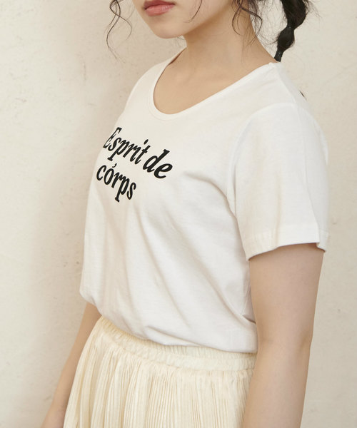 OLIVE des OLIVE（オリーブデオリーブ）の「フロッキープリントちびT（Tシャツ/カットソー・レディース・ブラック/ベージュ/ラベンダー/オフホワイト・FREE）」の8枚目の写真