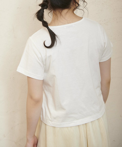 OLIVE des OLIVE（オリーブデオリーブ）の「フロッキープリントちびT（Tシャツ/カットソー・レディース・ブラック/ベージュ/ラベンダー/オフホワイト・FREE）」の11枚目の写真