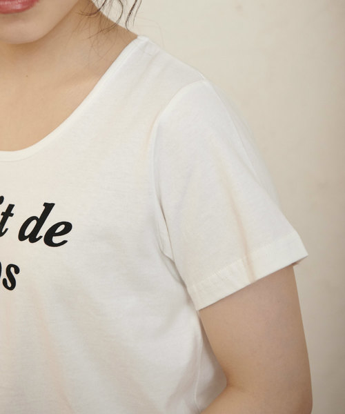 OLIVE des OLIVE（オリーブデオリーブ）の「フロッキープリントちびT（Tシャツ/カットソー・レディース・ブラック/ベージュ/ラベンダー/オフホワイト・FREE）」の14枚目の写真