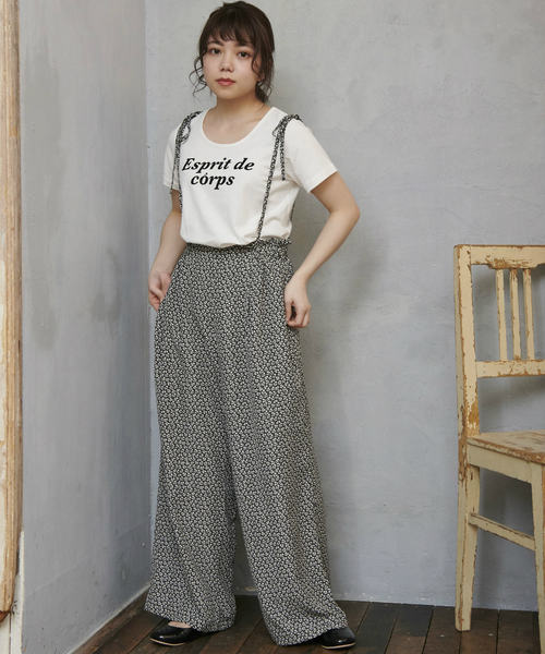 OLIVE des OLIVE（オリーブデオリーブ）の「フロッキープリントちびT（Tシャツ/カットソー・レディース・ブラック/ベージュ/ラベンダー/オフホワイト・FREE）」の15枚目の写真