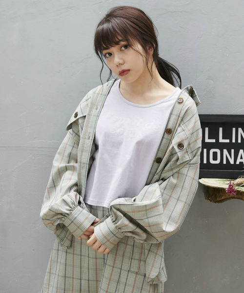 OLIVE des OLIVE（オリーブデオリーブ）の「フロッキープリントちびT（Tシャツ/カットソー・レディース・ブラック/ベージュ/ラベンダー/オフホワイト・FREE）」の22枚目の写真