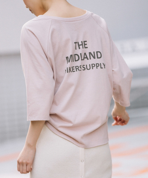 tシャツ 「洗える」Munich/ミューニック 刺繍カットソー レディース Munich（ミューニック）の「ロゴプリント 前後2Way七分袖T