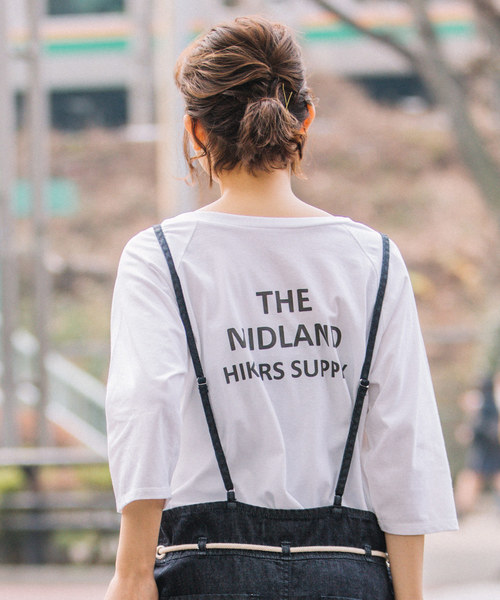 Munich（ミューニック）の「ロゴプリント　前後２Ｗａｙ七分袖Tシャツ（Tシャツ/カットソー・レディース・ラベンダー/ピンク/カーキ/ベージュ/ホワイト・FREE）」の10枚目の写真