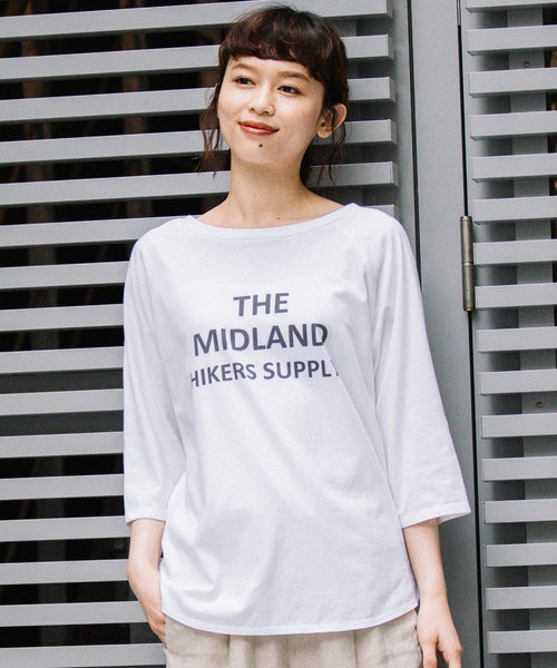 Munich（ミューニック）の「ロゴプリント　前後２Ｗａｙ七分袖Tシャツ（Tシャツ/カットソー・レディース・ラベンダー/ピンク/カーキ/ベージュ/ホワイト・FREE）」の11枚目の写真