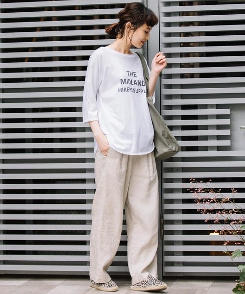 Munich（ミューニック）の「ロゴプリント　前後２Ｗａｙ七分袖Tシャツ（Tシャツ/カットソー・レディース・ラベンダー/ピンク/カーキ/ベージュ/ホワイト・FREE）」の12枚目の写真