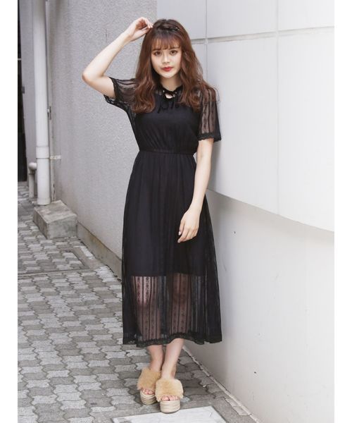 ボウタイつきレースマキシワンピース ワンピース Dazzlin ダズリン のファッション ワンピース ワンピース セール