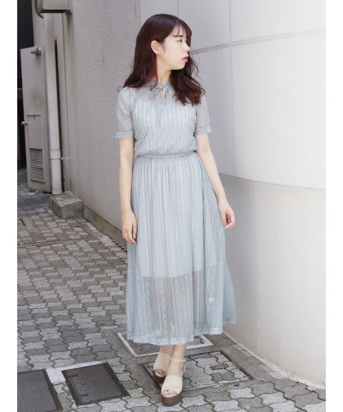 ボウタイつきレースマキシワンピース ワンピース Dazzlin ダズリン のファッション ワンピース ワンピース セール