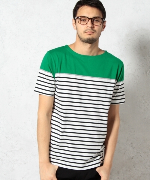 green label relaxing（グリーンレーベルリラクシング）の「◎PANEL/BORDER BOAT S/S Tシャツ ◆（Tシャツ/カットソー・メンズ・ターコイズブルー/ネイビー/グレー/ケリー・X-LARGE/SMALL/LARGE/MEDIUM）」の3枚目の写真