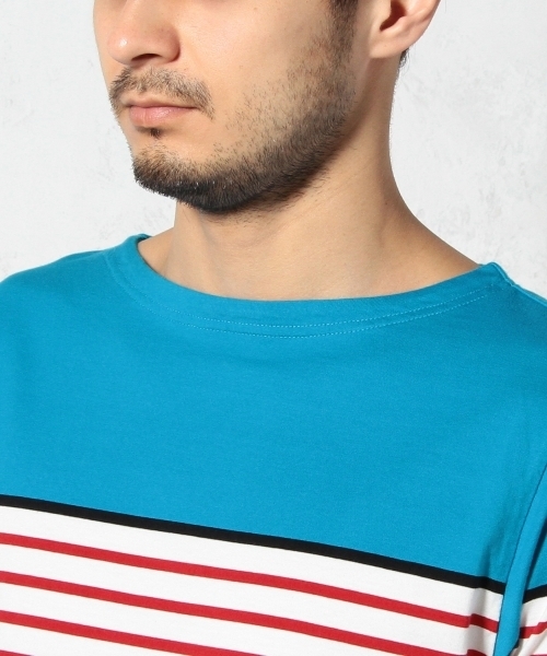 green label relaxing（グリーンレーベルリラクシング）の「◎PANEL/BORDER BOAT S/S Tシャツ ◆（Tシャツ/カットソー・メンズ・ターコイズブルー/ネイビー/グレー/ケリー・X-LARGE/SMALL/LARGE/MEDIUM）」の9枚目の写真