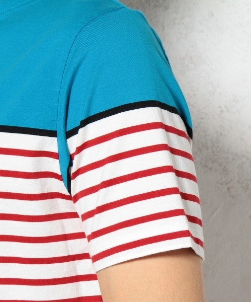 green label relaxing（グリーンレーベルリラクシング）の「◎PANEL/BORDER BOAT S/S Tシャツ ◆（Tシャツ/カットソー・メンズ・ターコイズブルー/ネイビー/グレー/ケリー・X-LARGE/SMALL/LARGE/MEDIUM）」の5枚目の写真