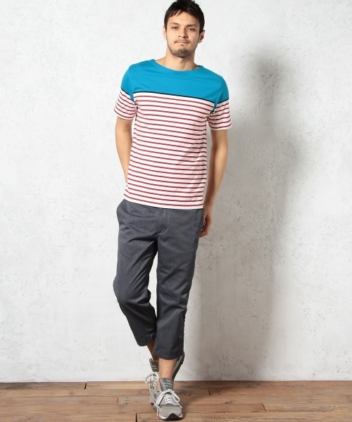 green label relaxing（グリーンレーベルリラクシング）の「◎PANEL/BORDER BOAT S/S Tシャツ ◆（Tシャツ/カットソー・メンズ・ターコイズブルー/ネイビー/グレー/ケリー・X-LARGE/SMALL/LARGE/MEDIUM）」の13枚目の写真