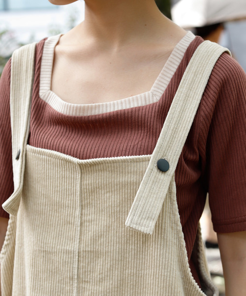 VANNIE U（ヴァニーユー）の「VANNIE U コーデュロイジャンパースカート（ワンピース・レディース・ベージュ/ブラウン・FREE）」の11枚目の写真