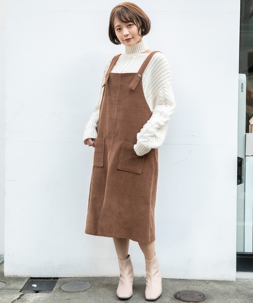 VANNIE U（ヴァニーユー）の「VANNIE U コーデュロイジャンパースカート（ワンピース・レディース・ベージュ/ブラウン・FREE）」の19枚目の写真