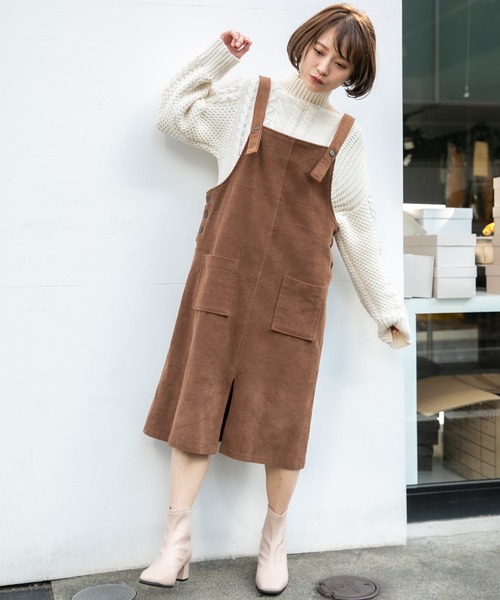 VANNIE U（ヴァニーユー）の「VANNIE U コーデュロイジャンパースカート（ワンピース・レディース・ベージュ/ブラウン・FREE）」の22枚目の写真