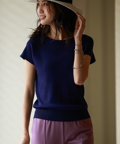 SAISON DE PAPILLON（セゾンドパピヨン）の「ラグランスリーブバックオープンプルオーバー（Tシャツ/カットソー・レディース・ブラック/ベージュ/ホワイト/ピンク/ライトブルー/カーキ/ブラウン/ネイビー・M/L）」の7枚目の写真