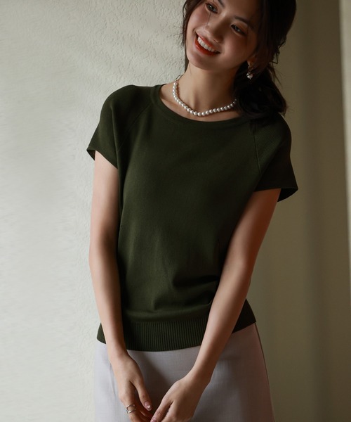 SAISON DE PAPILLON（セゾンドパピヨン）の「ラグランスリーブバックオープンプルオーバー（Tシャツ/カットソー・レディース・ブラック/ベージュ/ホワイト/ピンク/ライトブルー/カーキ/ブラウン/ネイビー・M/L）」の5枚目の写真