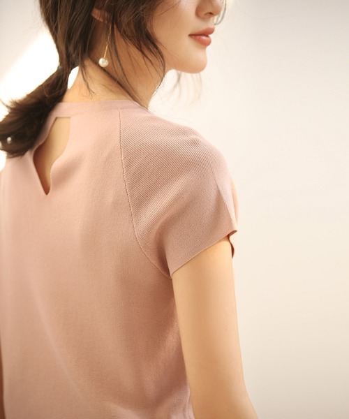 SAISON DE PAPILLON（セゾンドパピヨン）の「ラグランスリーブバックオープンプルオーバー（Tシャツ/カットソー・レディース・ブラック/ベージュ/ホワイト/ピンク/ライトブルー/カーキ/ブラウン/ネイビー・M/L）」の8枚目の写真