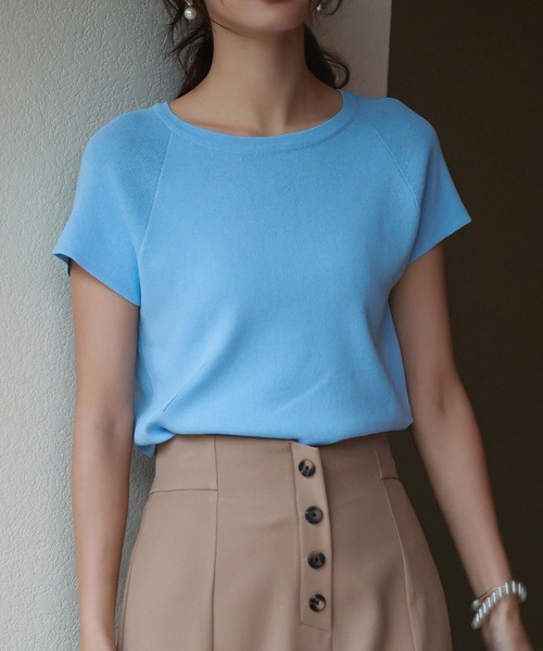 SAISON DE PAPILLON（セゾンドパピヨン）の「ラグランスリーブバックオープンプルオーバー（Tシャツ/カットソー・レディース・ブラック/ベージュ/ホワイト/ピンク/ライトブルー/カーキ/ブラウン/ネイビー・M/L）」の6枚目の写真