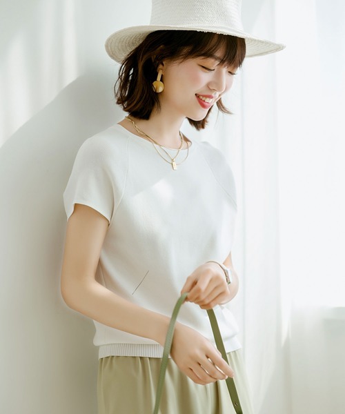 SAISON DE PAPILLON（セゾンドパピヨン）の「ラグランスリーブバックオープンプルオーバー（Tシャツ/カットソー・レディース・ブラック/ベージュ/ホワイト/ピンク/ライトブルー/カーキ/ブラウン/ネイビー・M/L）」の14枚目の写真