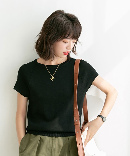 SAISON DE PAPILLON（セゾンドパピヨン）の「ラグランスリーブバックオープンプルオーバー（Tシャツ/カットソー・レディース・ブラック/ベージュ/ホワイト/ピンク/ライトブルー/カーキ/ブラウン/ネイビー・M/L）」の15枚目の写真