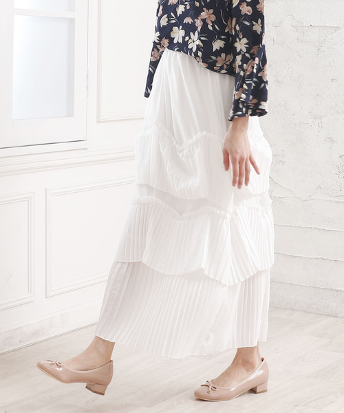 Girly Doll（ガーリードール）の「ティアードスカート（スカート・レディース・ホワイト/グリーン・S/M/L）」の4枚目の写真