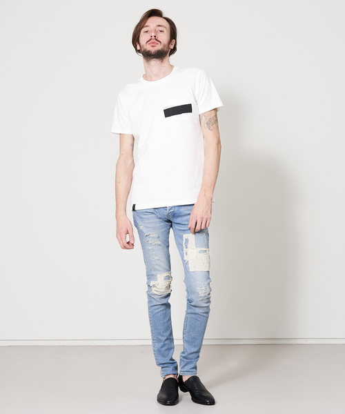 5351 POUR LES HOMMES（ゴーサンゴーイチプールオム）の「NEWワンライン半袖Tシャツ【ポケットver.】（Tシャツ/カットソー・メンズ・ホワイト/ブラック・44/46/48/50/52）」の18枚目の写真