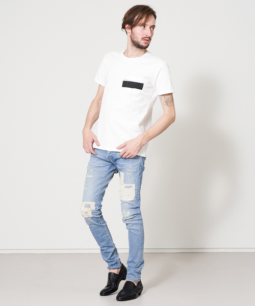 5351 POUR LES HOMMES（ゴーサンゴーイチプールオム）の「NEWワンライン半袖Tシャツ【ポケットver.】（Tシャツ/カットソー・メンズ・ホワイト/ブラック・44/46/48/50/52）」の17枚目の写真