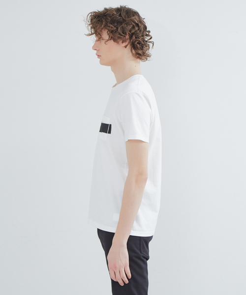 5351 POUR LES HOMMES（ゴーサンゴーイチプールオム）の「NEWワンライン半袖Tシャツ【ポケットver.】（Tシャツ/カットソー・メンズ・ホワイト/ブラック・44/46/48/50/52）」の12枚目の写真