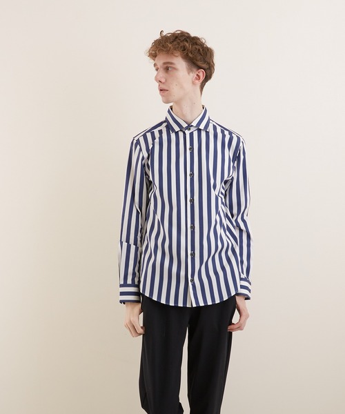 VIBGYOR（ヴィブジョー）の「【VIBGYOR BY AS】ブロードワイドカラーシャツ(GW)（シャツ/ブラウス・メンズ・ネイビー/ブルー/ピンク/ブラック/ホワイト/ブラック系その他/ブルー系その他/ブラック系その他2/ブルー系その他2/ワイン・LARGE/X-LARGE/MEDIUM）」の7枚目の写真