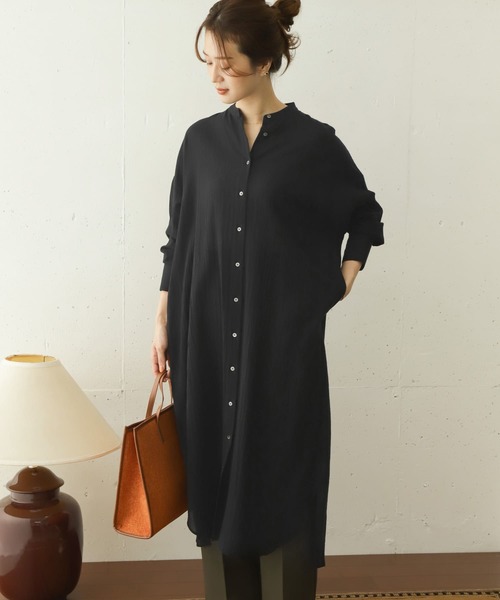 URBAN RESEARCH DOORS（アーバンリサーチドアーズ）の「楊柳ボイルシャツワンピース（ワンピース・レディース・ブラック/ピンク系その他・ONE）」の5枚目の写真