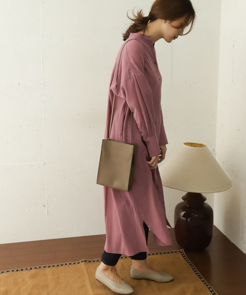 URBAN RESEARCH DOORS（アーバンリサーチドアーズ）の「楊柳ボイルシャツワンピース（ワンピース・レディース・ブラック/ピンク系その他・ONE）」の8枚目の写真