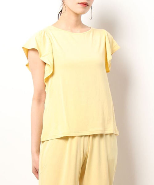 blooming FLORA（ブルーミングフローラ）の「【さらりとなめらかな肌あたり】 半袖&ワイドパンツ セットアップ（ルームウェア/パジャマ・レディース・モカ/ネイビー/ラベンダー/ライトパープル/ネイビー系/ブラウン系/イエロー・LARGE/MEDIUM）」の18枚目の写真