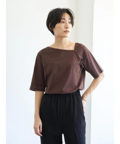 AMERICAN HOLIC（アメリカンホリック）の「アシメショルダー5分袖カットプルオーバー　＊（Tシャツ/カットソー・レディース・ブラウン/アイボリー/ブラック系その他4/モカ/ブラック・L/M）」の21枚目の写真