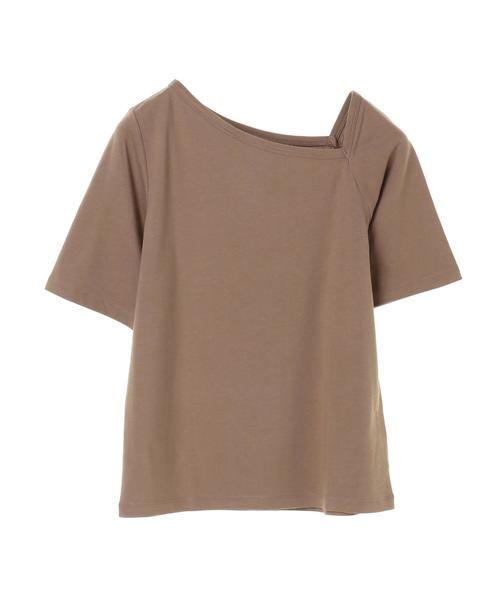 AMERICAN HOLIC（アメリカンホリック）の「アシメショルダー5分袖カットプルオーバー　＊（Tシャツ/カットソー・レディース・ブラウン/アイボリー/ブラック系その他4/モカ/ブラック・L/M）」の15枚目の写真