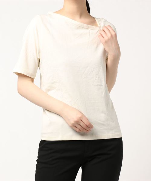 AMERICAN HOLIC（アメリカンホリック）の「アシメショルダー5分袖カットプルオーバー　＊（Tシャツ/カットソー・レディース・ブラウン/アイボリー/ブラック系その他4/モカ/ブラック・L/M）」の10枚目の写真