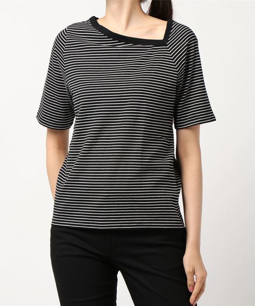 AMERICAN HOLIC（アメリカンホリック）の「アシメショルダー5分袖カットプルオーバー　＊（Tシャツ/カットソー・レディース・ブラウン/アイボリー/ブラック系その他4/モカ/ブラック・L/M）」の8枚目の写真