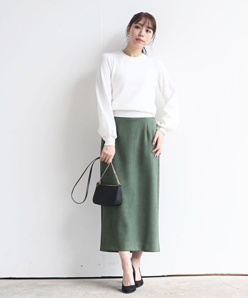 rps（アールピーエス）の「ボリューム袖クルーネックリブニットプルオーバー（ニット/セーター・レディース・チャコールグレー/ブラック/ダークグリーン/オフホワイト/ピンク/ラベンダー/ブラウン系その他/グレイッシュベージュ/ベージュ/ボルドー/オレンジ/ホワイト・M）」の13枚目の写真