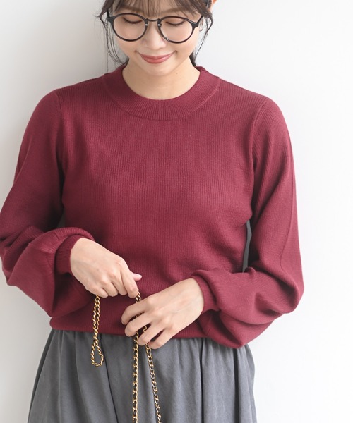 rps（アールピーエス）の「ボリューム袖クルーネックリブニットプルオーバー（ニット/セーター・レディース・チャコールグレー/ブラック/ダークグリーン/オフホワイト/ピンク/ラベンダー/ブラウン系その他/グレイッシュベージュ/ベージュ/ボルドー/オレンジ/ホワイト・M）」の11枚目の写真