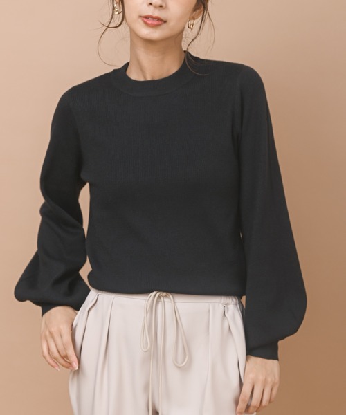 rps（アールピーエス）の「ボリューム袖クルーネックリブニットプルオーバー（ニット/セーター・レディース・チャコールグレー/ブラック/ダークグリーン/オフホワイト/ピンク/ラベンダー/ブラウン系その他/グレイッシュベージュ/ベージュ/ボルドー/オレンジ/ホワイト・M）」の3枚目の写真